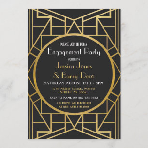 Invitación al compromiso Art Deco Gatsby de los añ