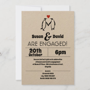 Invitación al compromiso de amor en pingüino