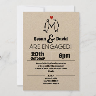 Invitación al compromiso de amor en pingüino