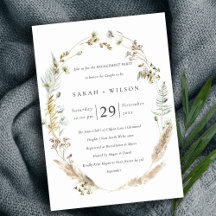 Invitación al compromiso de Boho Palm Pampas Grass