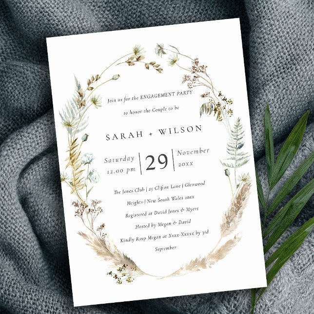 Invitación al compromiso de Boho Palm Pampas Grass (Subido por el creador)