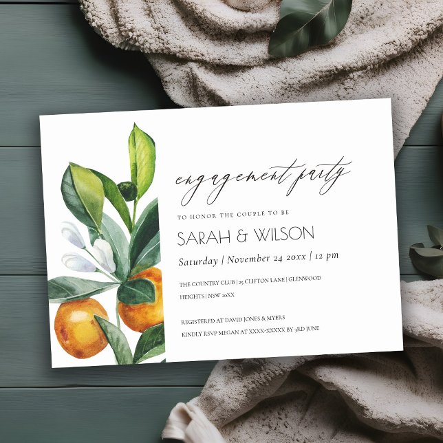 Invitación al compromiso de citrus Naranja Boho bo (Subido por el creador)
