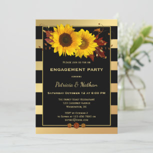 Invitación al compromiso de otoño con rayas de oro