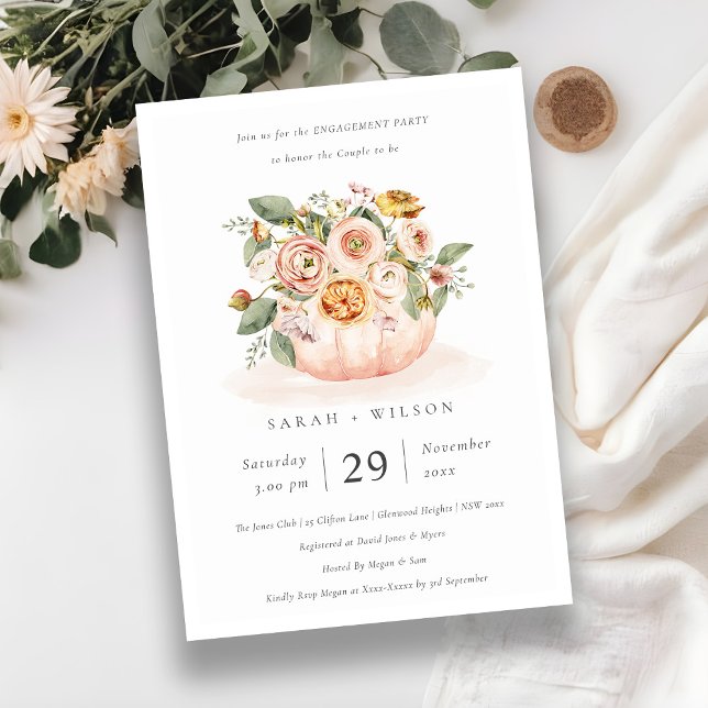 Invitación al compromiso floral de la calabaza ros (Subido por el creador)