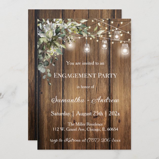 Invitación al compromiso personalizado con el tema (Anverso / Reverso)