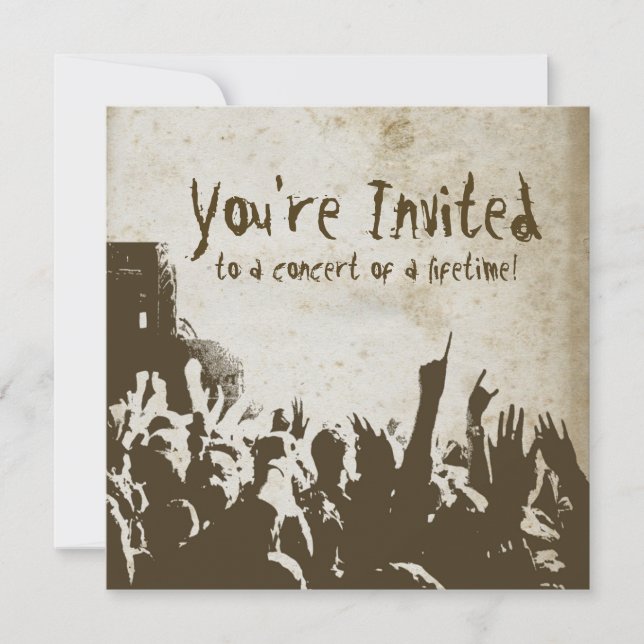 Invitación al concierto de rock con manchas retro (Anverso)