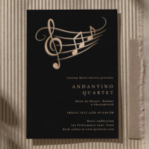 Invitación al concierto mínimo de Gold Music Notes