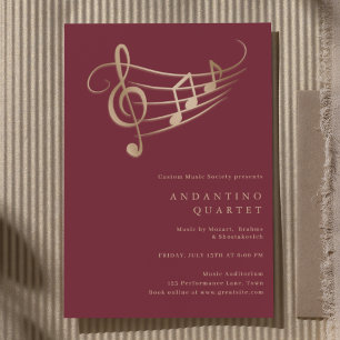 Invitación al concierto mínimo de Gold Music Notes