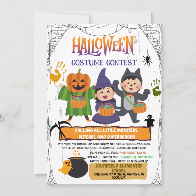 Invitación al concurso de disfraces de Halloween (Anverso)