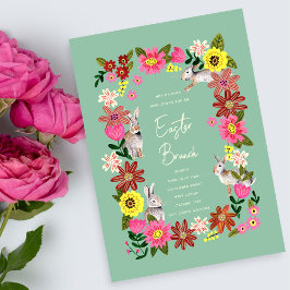Invitación al conejito floral de brunch de Pascua
