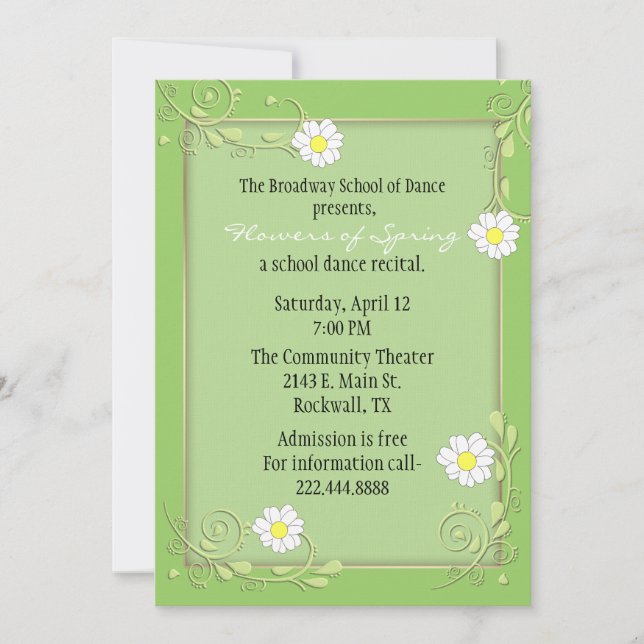 Invitación al considerando floral verde Personaliz (Anverso)