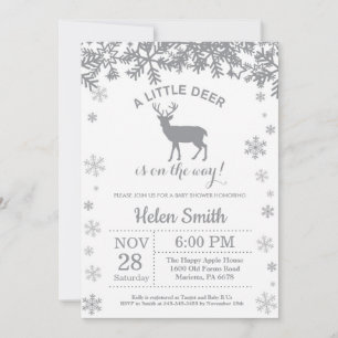 Invitación al copo de nieve Baby Shower Deer Winte