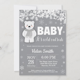 Invitación al copo de nieve de Baby Shower Polar B