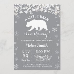 Invitación al copo de nieve de Baby Shower Polar B