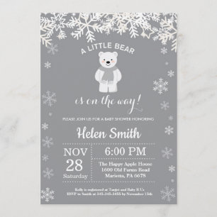 Invitación al copo de nieve de Baby Shower Polar B