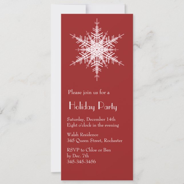 Invitación al copo de nieve de fiesta navideña (Anverso)