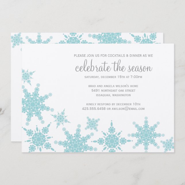 Invitación al copo de nieve Polka Dot (Anverso / Reverso)