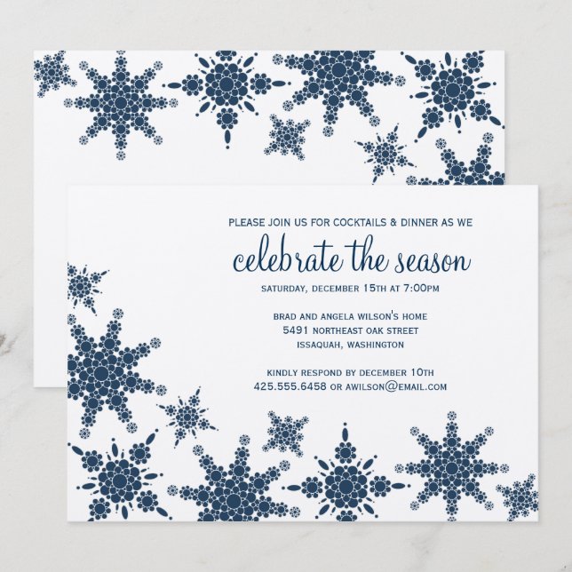 Invitación al copo de nieve Polka Dot (Anverso / Reverso)