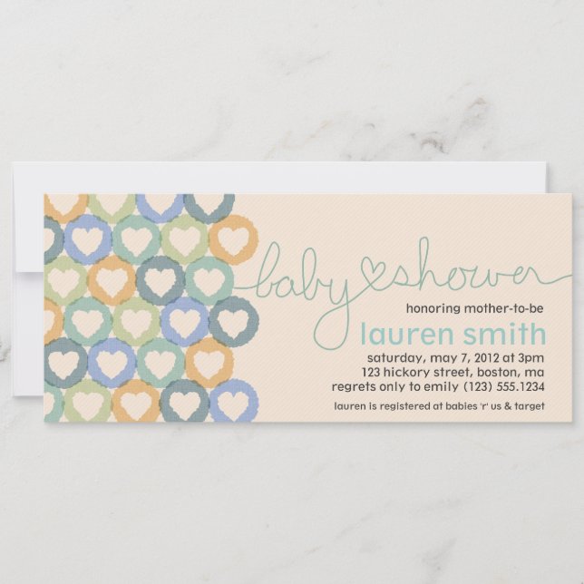 Invitación al corazón de Baby Shower (Anverso)