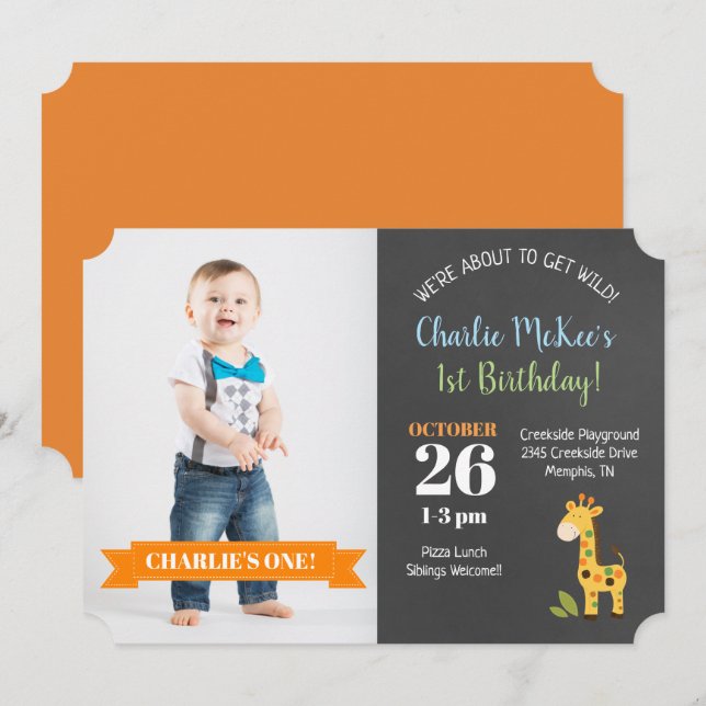 Invitación al corte de cumpleaños de la jirafa de  (Anverso / Reverso)