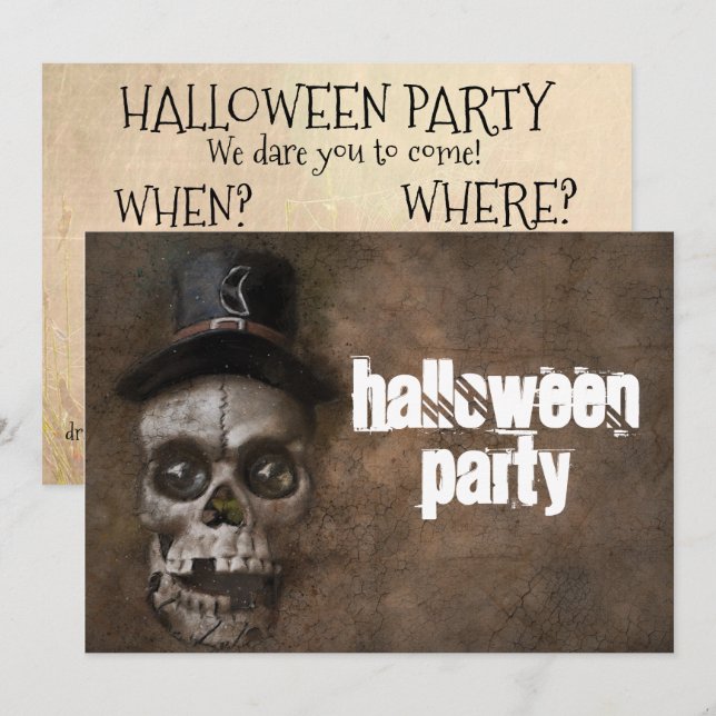 Invitación al cráneo de la fiesta de Halloween Per (Anverso / Reverso)