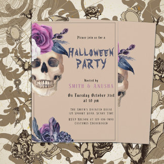 Invitación al cráneo gótico de la fiesta de Hallow