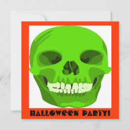 Invitación al cráneo verde de Halloween