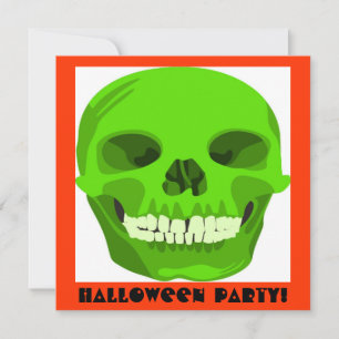 Invitación al cráneo verde de Halloween
