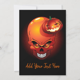 Invitación al cráneo y calabaza de Halloween