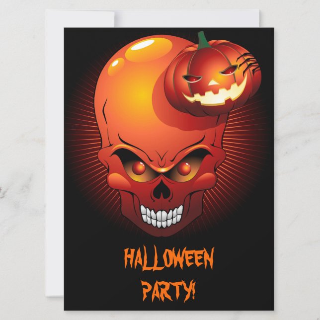 Invitación al cráneo y calabaza de Halloween (Anverso)