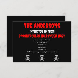 Invitación al cráneo y huesos de Halloween