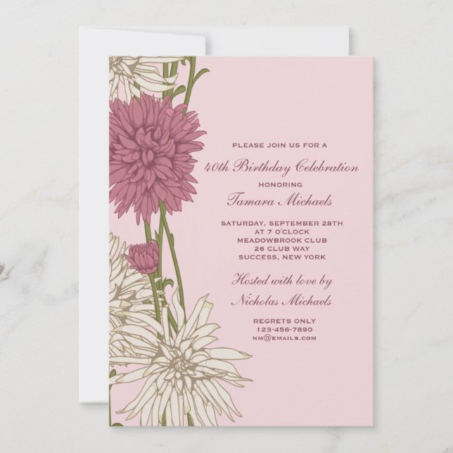 Invitación al crisantemo rosado (Anverso)