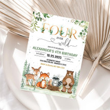 Invitación al cuarto cumpleaños de Ever Wild Woodl