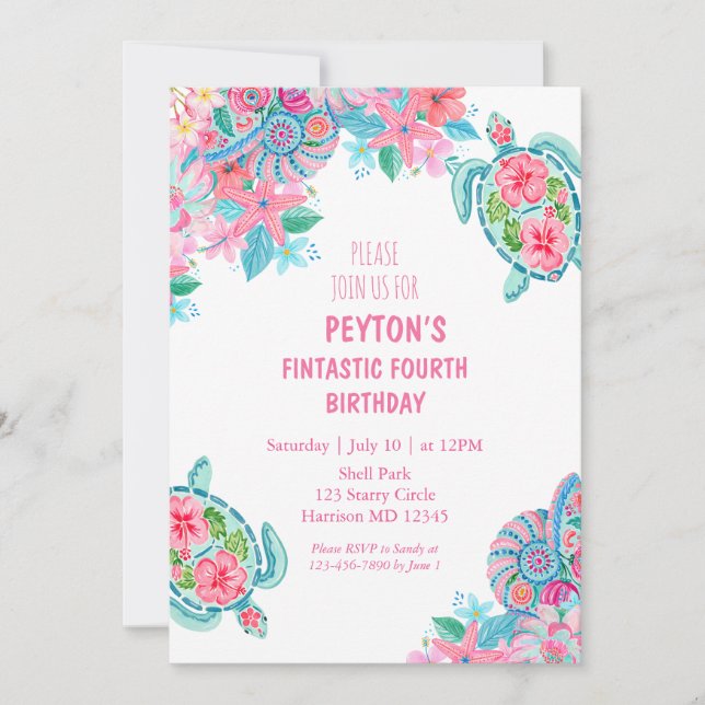 Invitación al cuarto cumpleaños de la playa de tor (Anverso)