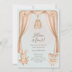Invitación al cuarto cumpleaños de niñas de baile