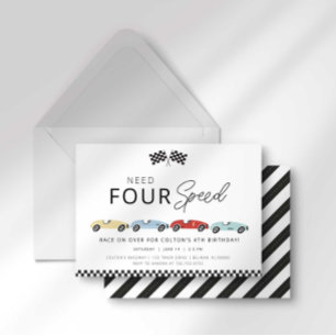 Invitación al cuarto cumpleaños Need Four Speed