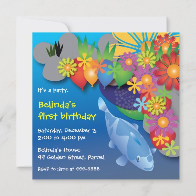 Invitación al cumpleaños : 016 Laguna de peces (Anverso)