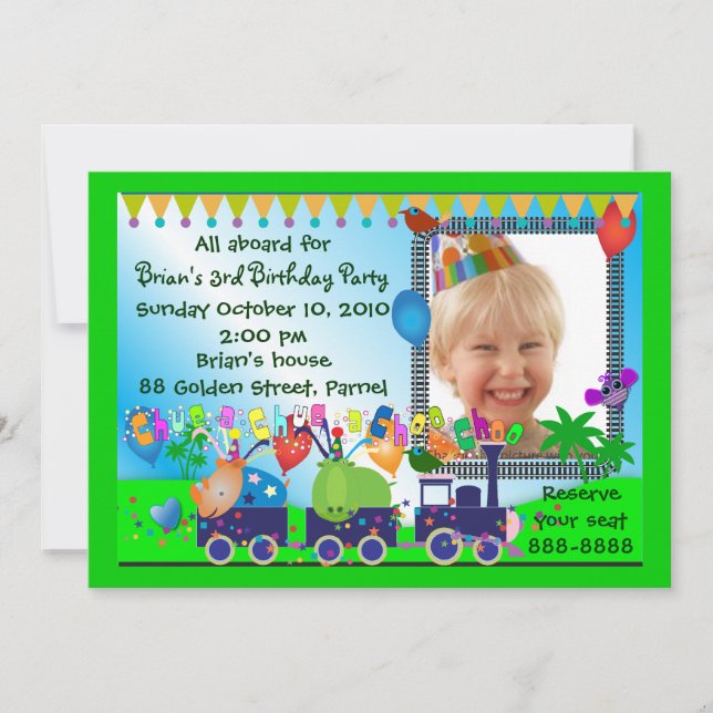 Invitación al cumpleaños 019: Tren (Anverso)