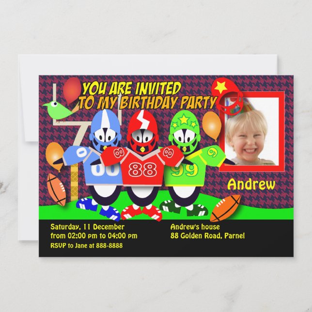 Invitación al cumpleaños 028B:Fútbol americano (Anverso)