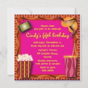 Invitación al cumpleaños 038: Palomitas y bebidas