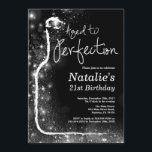 Invitación al cumpleaños 21. Antiguo a Perfección<br><div class="desc">Invitación al cumpleaños 21. Ageto a la perfección. Vino Rojo. Invitación a la degustación de vino. Purpurina negro y plateado Champagne. 18 20 21 30 40 50 60 70 80 90 100, Cualquier edad. Para más personalización, haga clic en el botón "Personalizar" y utilice nuestra herramienta de diseño para modificar...</div>