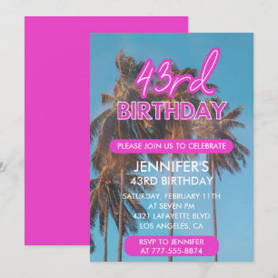 invitación al cumpleaños 43 verano Palma rosa