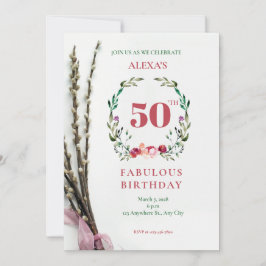 Invitación al cumpleaños 50 de la floral verde