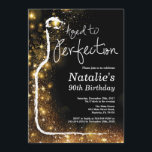 Invitación al cumpleaños 90 del vino. Antiguo a Pe<br><div class="desc">Invitación al cumpleaños 90 del vino. Ageto a la perfección. Vino Rojo. Invitación a la degustación de vino. Purpurina negro y oro Champaña. 18 20 21 30 40 50 60 70 80 90 100, Cualquier edad. Para más personalización, haga clic en el botón "Personalizar" y utilice nuestra herramienta de diseño...</div>