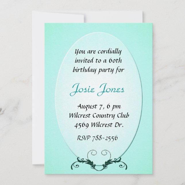 Invitación al cumpleaños Aquamarine (Anverso)