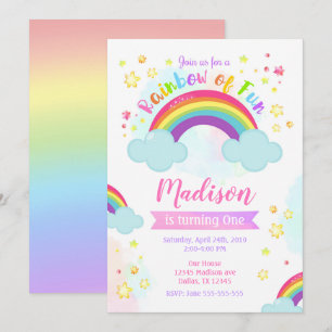 Invitación al cumpleaños arcoiris, arcoiris de div