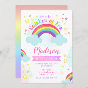 Invitación al cumpleaños arcoiris, arcoiris de div