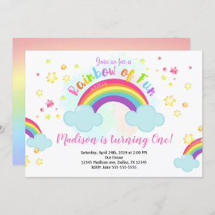 Invitación al cumpleaños arcoiris, arcoiris de div