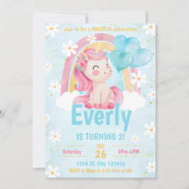 Invitación al cumpleaños arcoiris de Unicornio par