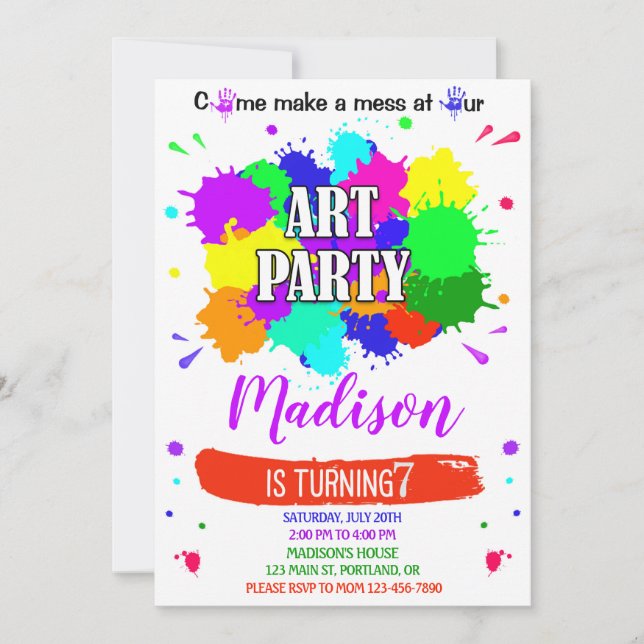 Invitación al cumpleaños artístico Plotación de pi (Anverso)